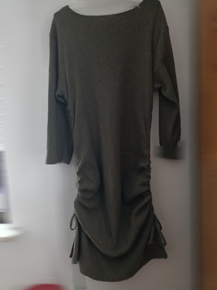 Haki Uzun Kollu  Triko Elbise - Görsel 5