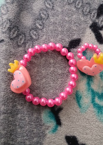 Renkli Boncuklu Kız Çocuk Yüzük ve bileklik seti - Görsel 3