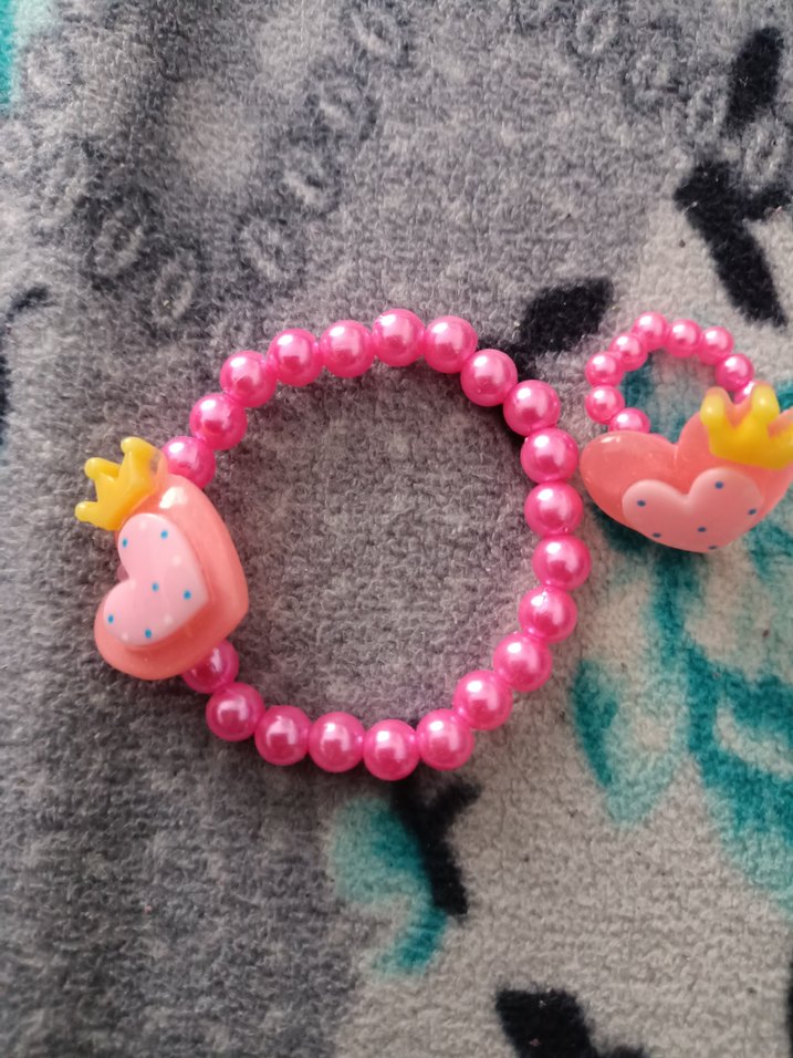 Renkli Boncuklu Kız Çocuk Yüzük ve bileklik seti - Görsel 3