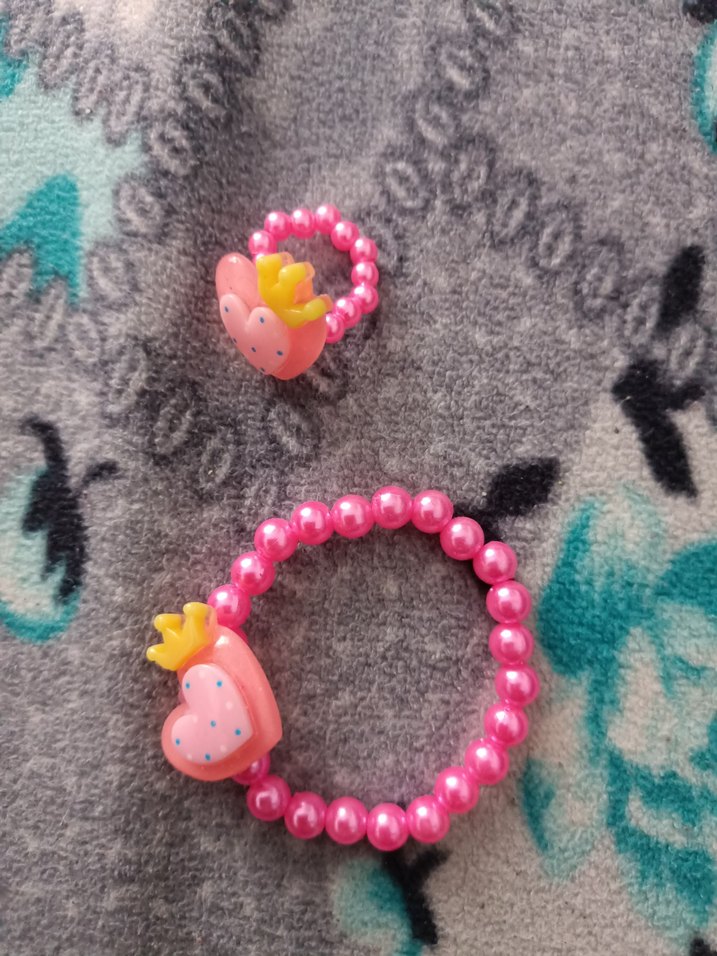 Renkli Boncuklu Kız Çocuk Yüzük ve bileklik seti - Görsel 2