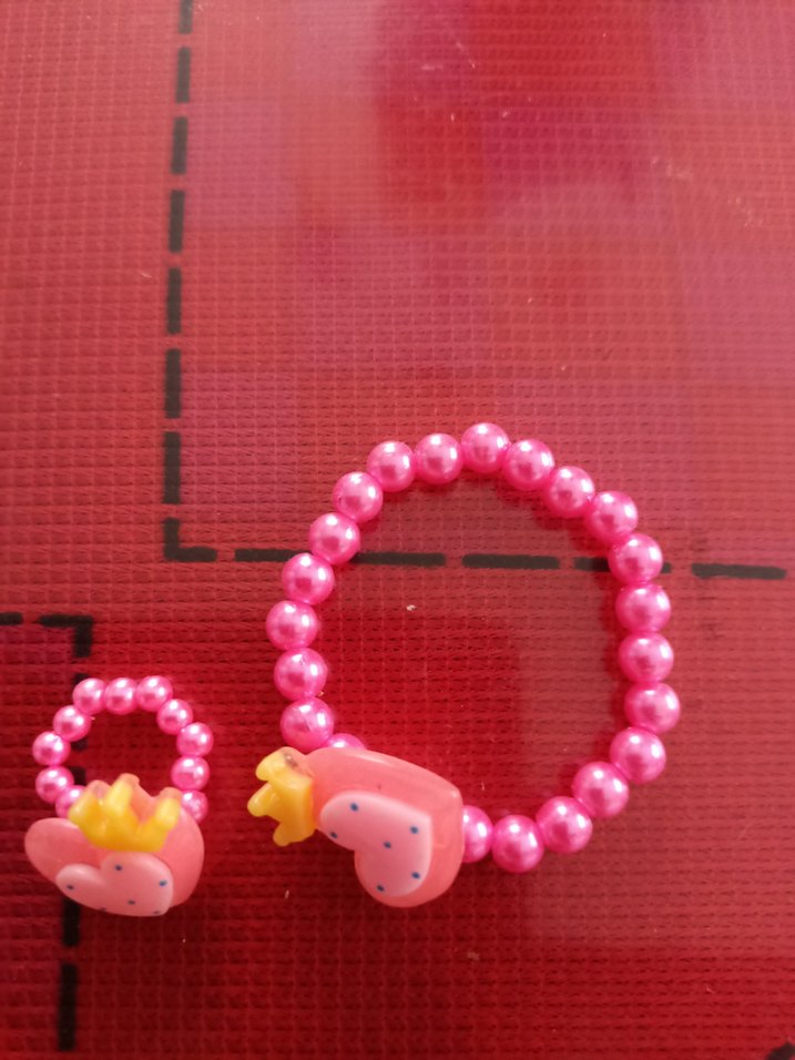 Renkli Boncuklu Kız Çocuk Yüzük ve bileklik seti - Görsel 5