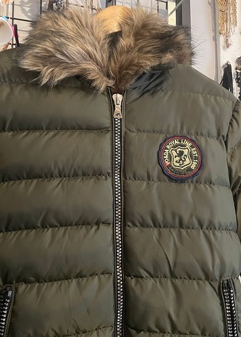 Haki Kürklü Midi Kadın Kış Ceketi - Görsel 2