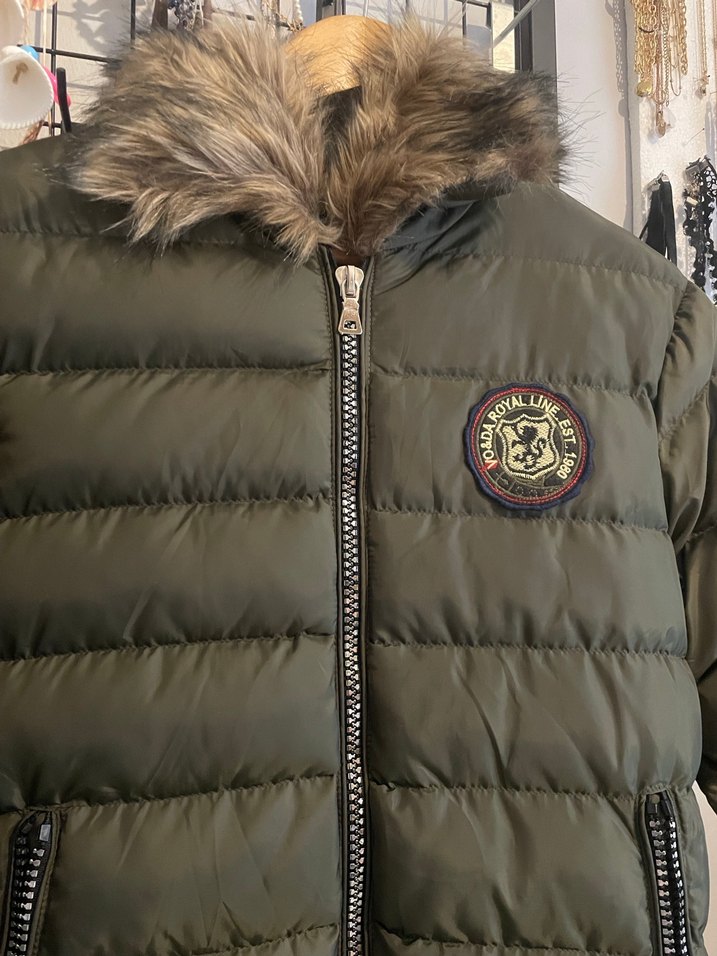 Haki Kürklü Midi Kadın Kış Ceketi - Görsel 2