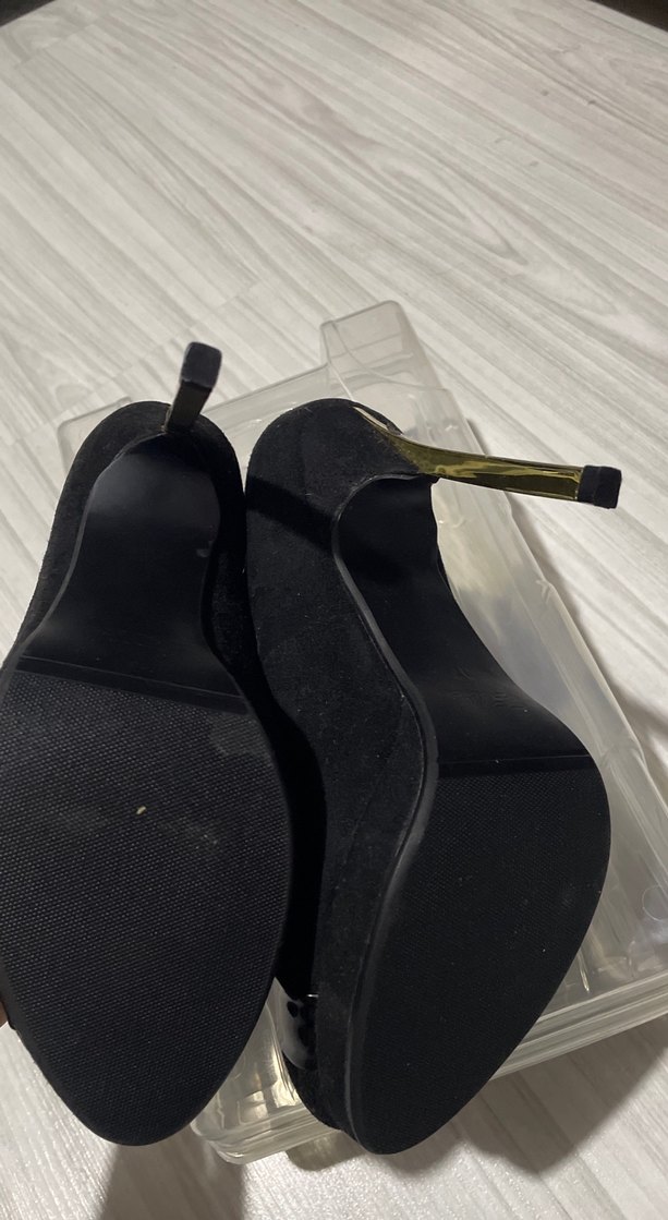 Siyah Süet Tokalı Stiletto Topuklu Kadın Ayakkabı - Görsel 3