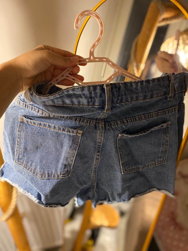 Düğmeli Mavi Mini Denim Şort - Görsel 2