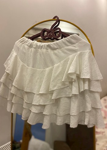 Beyaz Kat Kat Mini Etek - Görsel 2