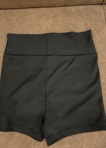 Siyah Yüksek Bel Mini Kısa Tayt Şort - Görsel 2