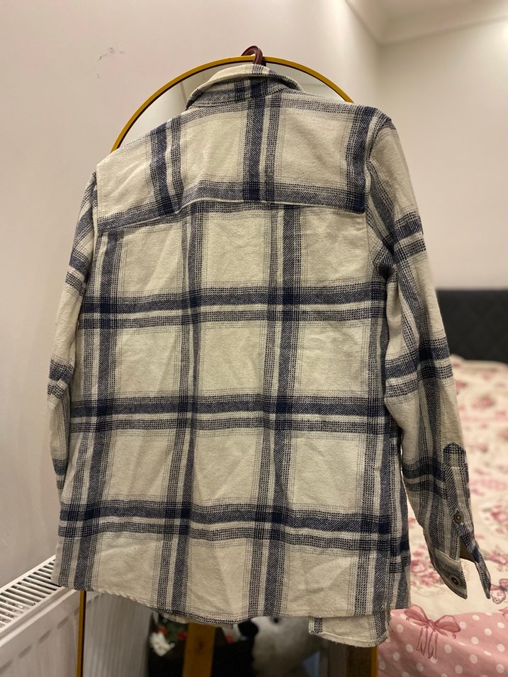 Gri Ekose Pamuklu Uzun Kollu Erkek/Kadın Oduncu Gömleği - Görsel 2