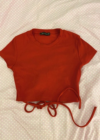 Kısa Kırmızı Kadın Bağlamalı
 Crop Top - Görsel 2