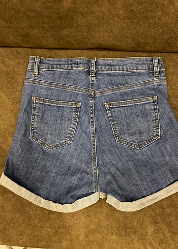 Kadın Mavi Kot Şort Bol Kesim - Görsel 3