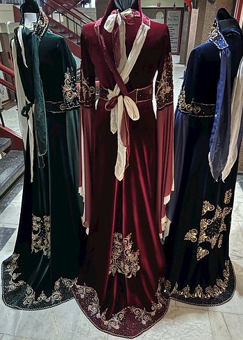 34 Beden bordo Renk Kına kaftanları
