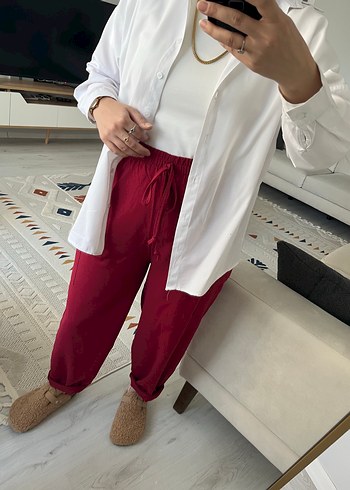 l Beden bordo Renk Pantolon