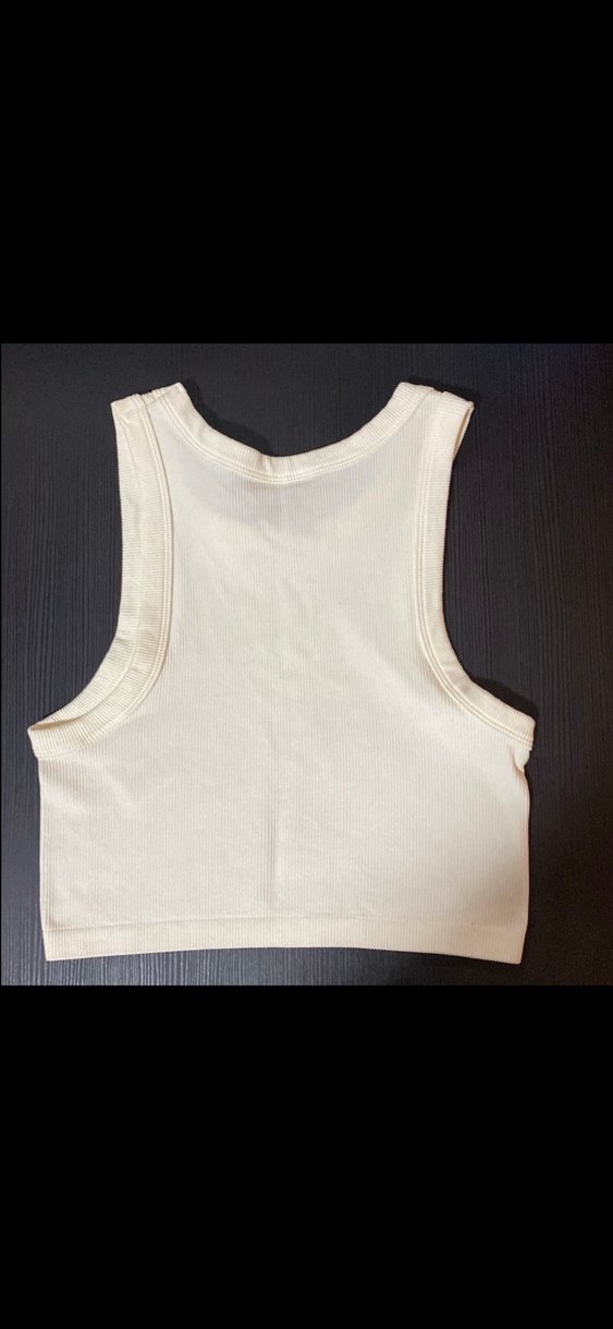 H&M Beyaz Yüksek Yakalı Kadın askili croptop - Görsel 2