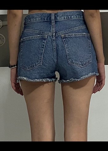 MANGO Düğmeli Mavi Bağlama Desenli Mini Kot Şort - Görsel 3