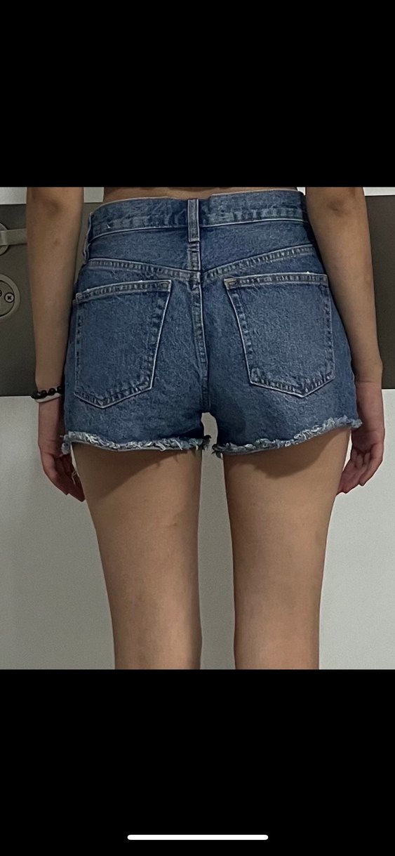 MANGO Düğmeli Mavi Bağlama Desenli Mini Kot Şort - Görsel 3