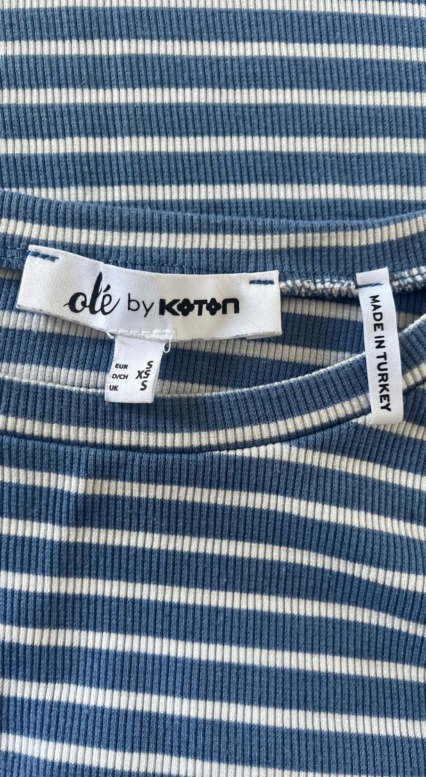 KOTON Çizgili Kısa Kollu Kadın Tişört - Görsel 3