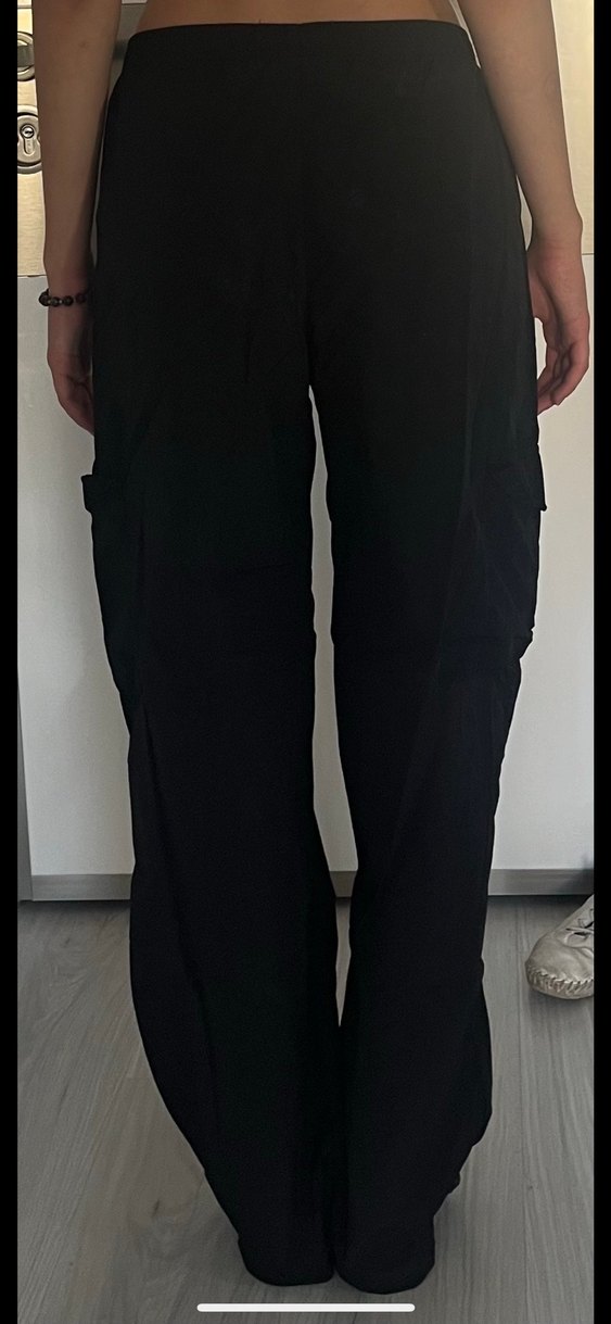 KOTON Siyah Rahat Kesim Kadın paraşüt pantolon - Görsel 3