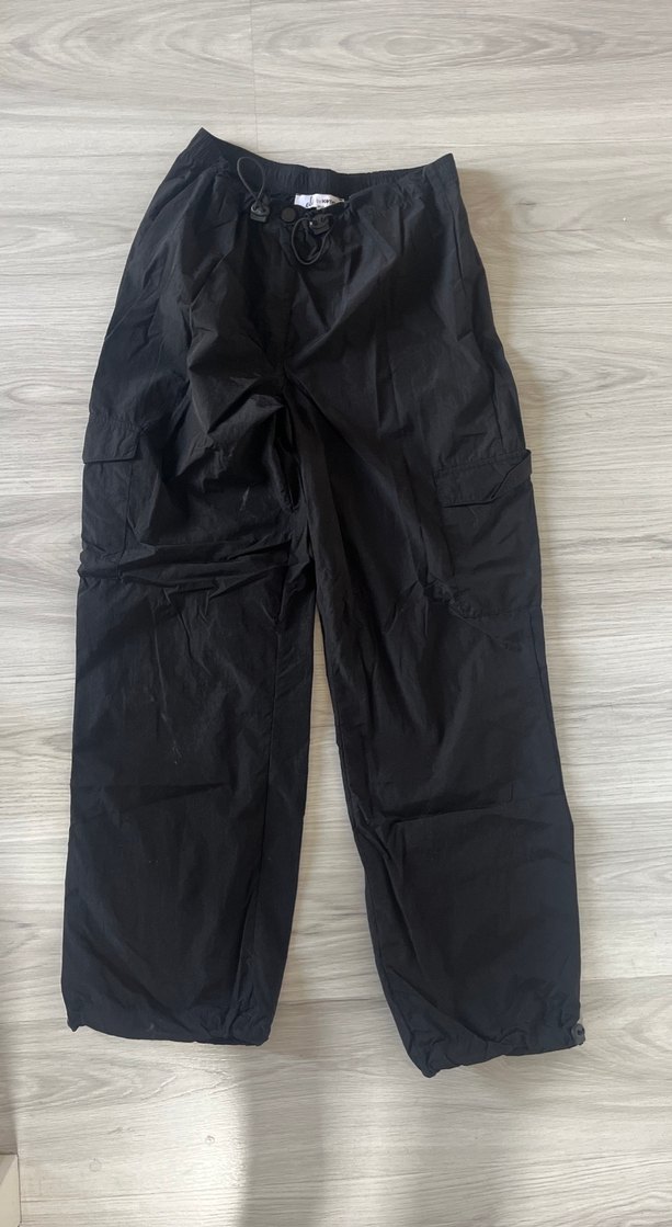 KOTON Siyah Rahat Kesim Kadın paraşüt pantolon - Görsel 4