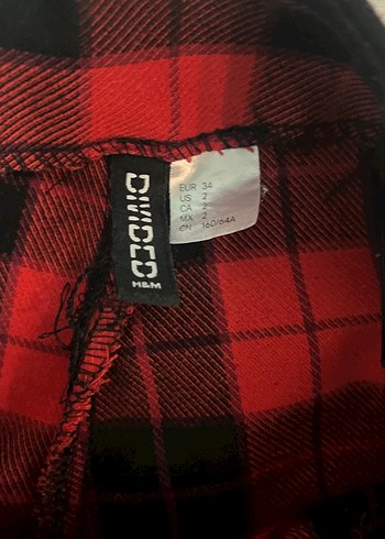 H&M Kırmızı Kareli Düğmeli Kadın Pantolon - Görsel 5