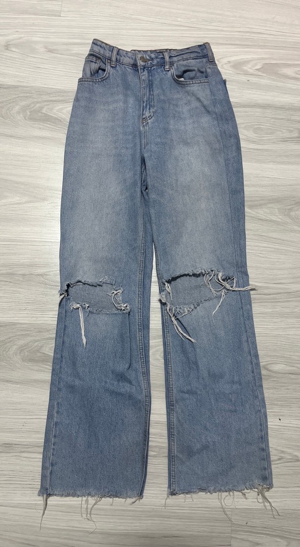 Gri Bol Kesim Kadın Kot Pantolon - Görsel 4