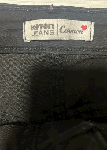 KOTON Siyah Dar Kesim Midi Kadın Kot Pantolon - Görsel 5