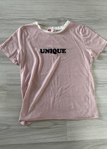 KOTON Pembe Çizgili Kısa Kollu Tişört