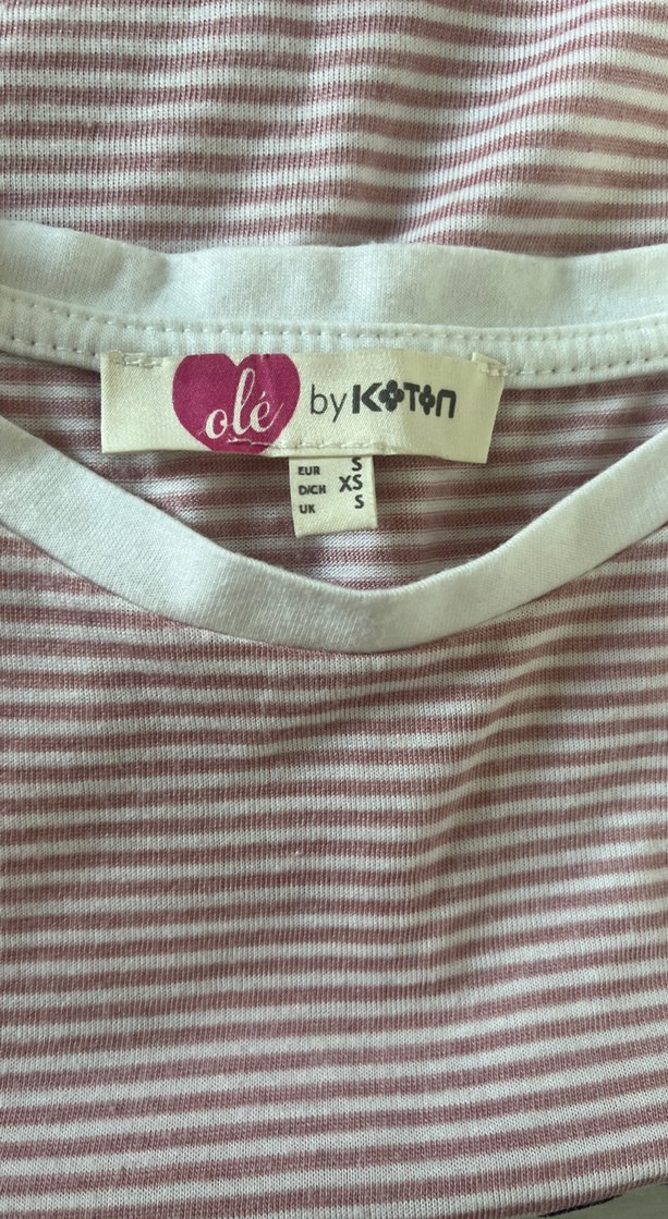 KOTON Pembe Çizgili Kısa Kollu Tişört - Görsel 3