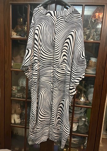 diğer Beden Zebra Desenli Uzun Bohem Elbise