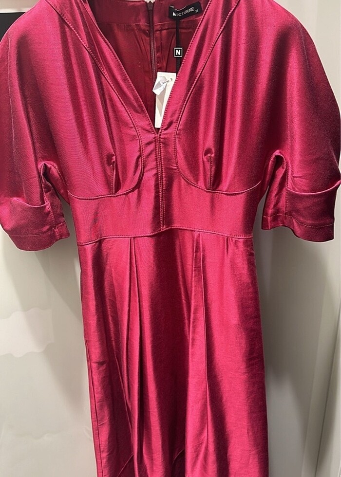Nocturn fuşya elbise - Görsel 4