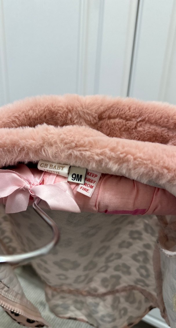 Pembe Leopar Desenli Kürklü Bebek Kız Takımı - Görsel 4