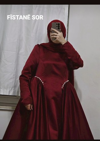 kırmızı kınalık Abiye Elbise - Görsel 2