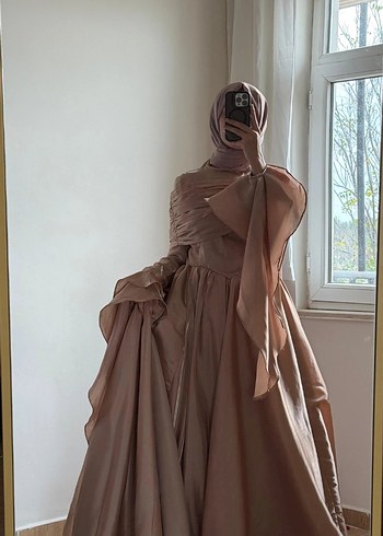 Drapeli Uzun Kollu vizon abiye - Görsel 3