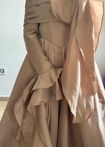 Drapeli Uzun Kollu vizon abiye - Görsel 5