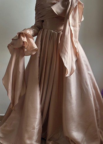 Drapeli Uzun Kollu vizon abiye - Görsel 4