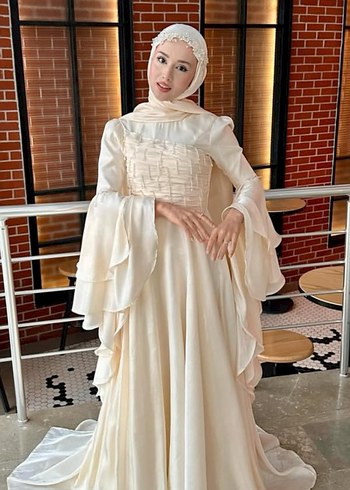 Uzun Kollu tesettür nişan abiyesi nikah abiyesi - Görsel 3