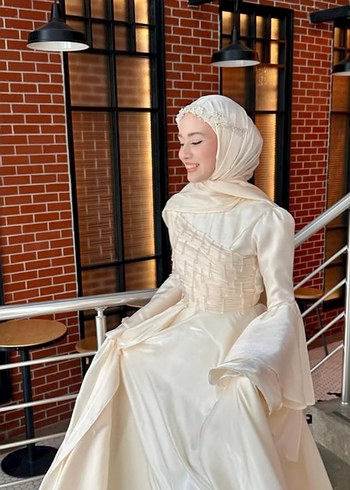 Uzun Kollu tesettür nişan abiyesi nikah abiyesi - Görsel 2
