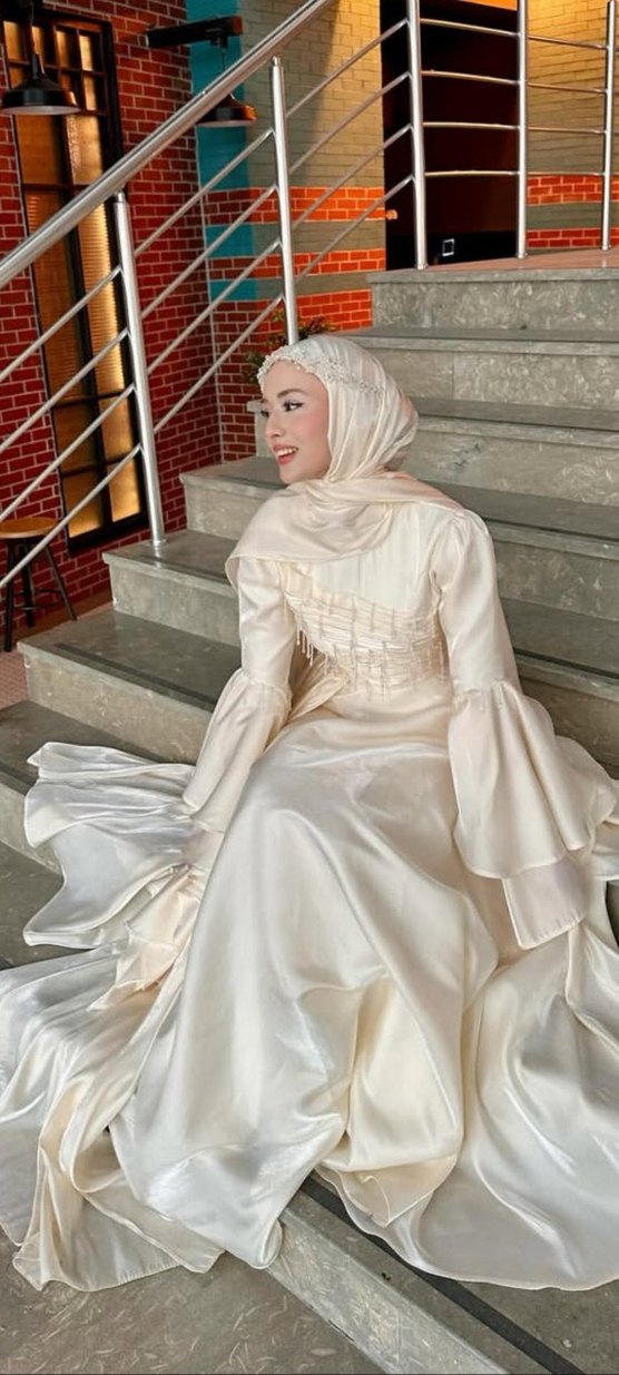 Uzun Kollu tesettür nişan abiyesi nikah abiyesi - Görsel 4