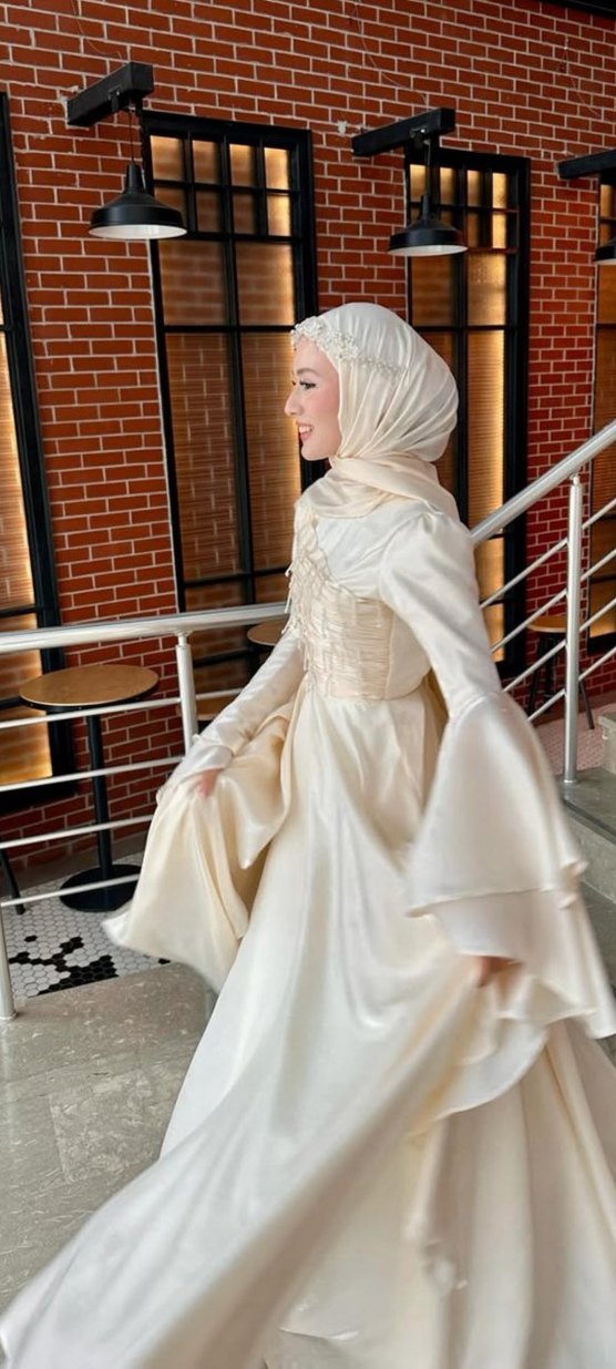 Uzun Kollu tesettür nişan abiyesi nikah abiyesi - Görsel 5