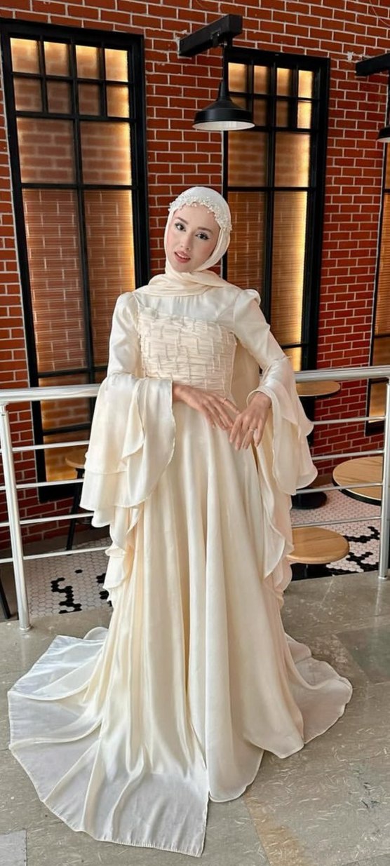 Uzun Kollu tesettür nişan abiyesi nikah abiyesi - Görsel 3