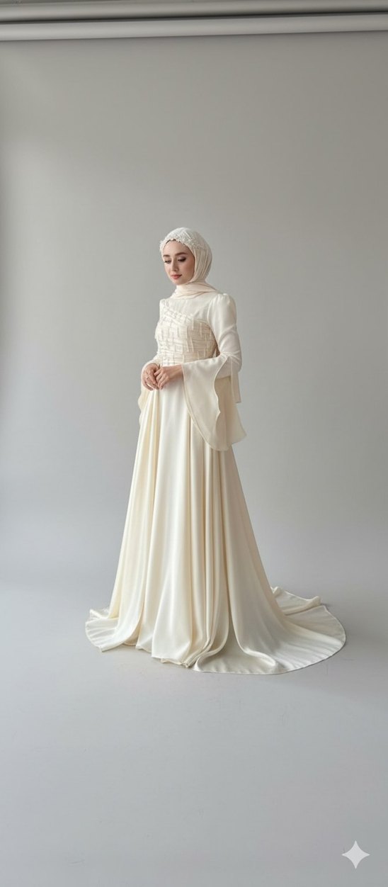 KİŞİYE ÖZEL DİKİM tesettür nişan abiyesi nikâh elbisesi - Görsel 2