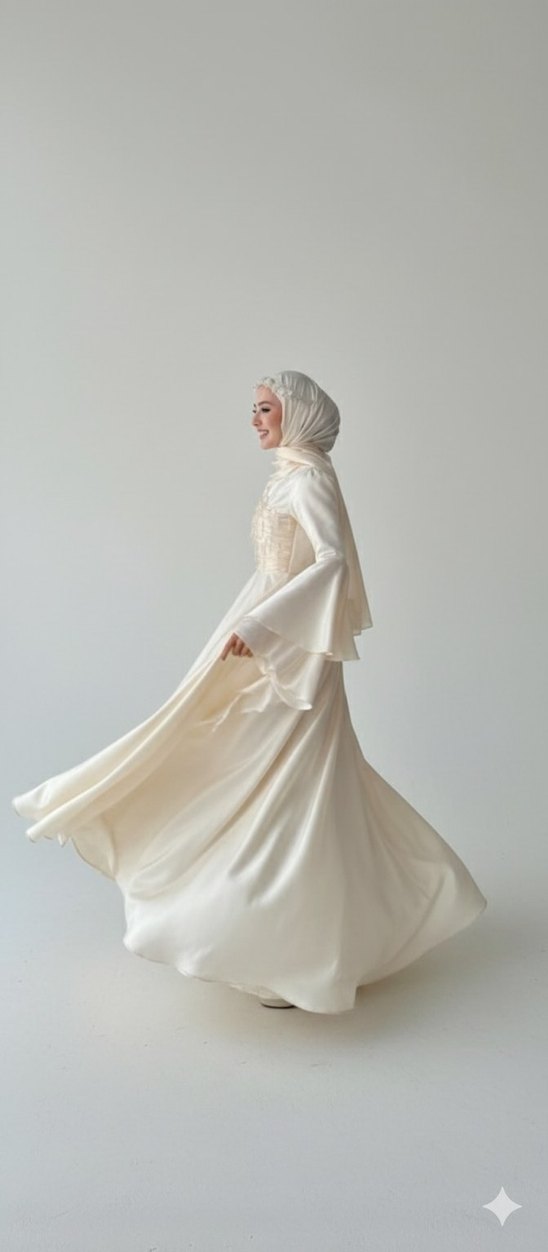 KİŞİYE ÖZEL DİKİM tesettür nişan abiyesi nikâh elbisesi - Görsel 3