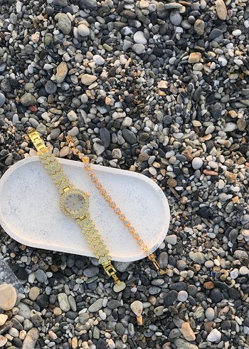 Gold Taşlı Saat Bileklik - Görsel 2