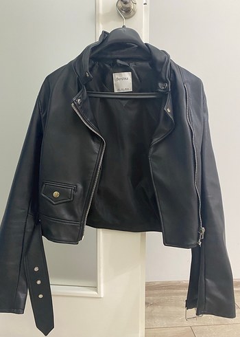 Kadın Siyah Deri Biker Ceket