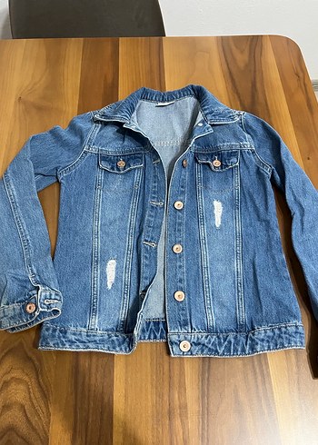 Düğmeli Mavi Kadın Denim Ceket