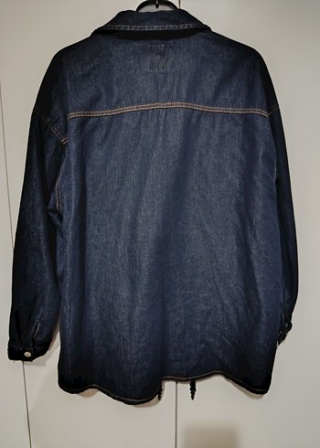 Düğmeli Lacivert Kadın Kot Ceket - Görsel 3