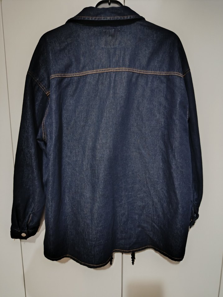 Düğmeli Lacivert Kadın Kot Ceket - Görsel 3