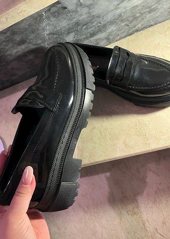 Siyah Kadın Loafer Blok Topuk