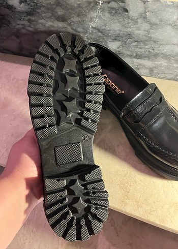 38 Beden Siyah Kadın Loafer Blok Topuk