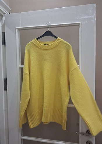 diğer Beden Sarı Oversize Kadın Örgü Kazak