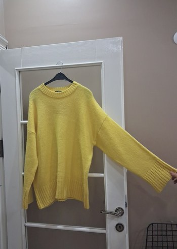 Diğer Sarı Oversize Kadın Örgü Kazak